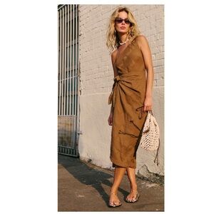 Free People Tan Wrap Midi Dress